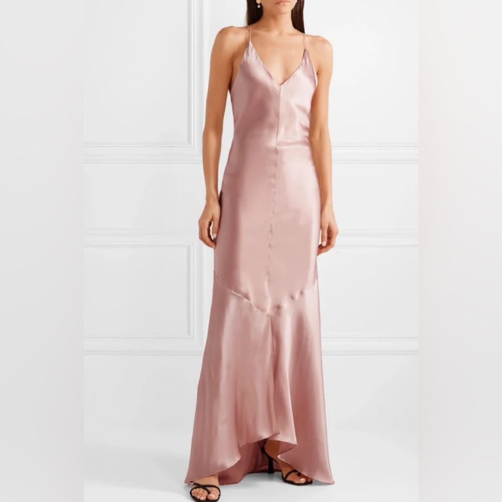 NWT MICHAEL LO SORDO Silk-satin gown PINK UK 14 / US 10 $740